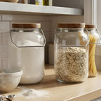 Glass Flour Sugar Storage Containers with Wood Lid and Handle - Image 3
