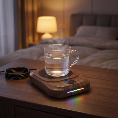 ABOOFAN Smart Temperature Control Coffee Cup Warmer with Heat Settings and Oversized Heating Plate Electric Mug Warmer for Desk with Auto Shutoff Programmable Timer LED Ambient Light - Image 7