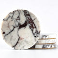 4" Round Calacatta Viola Marble Coasters Set of 4 for Coffee Table by EXCHUES