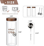 JanYoo Large Glass Jars with Airtight Lid and Scoop, Set of 2 Storage Containers 56 fl oz(1750 ml) Kitchen Food Jars Canister for Pasta,Flour,Sugar,Oat Spaghetti,Coffee Beans,Cereal,Cookie,Tea - Image 5