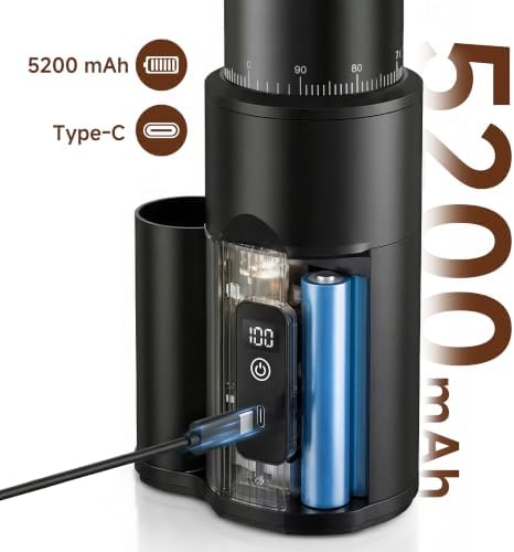 HIBREW G5mini Portable Wireless Coffee Grinder, 5200mAh Dual Battery - Image 2