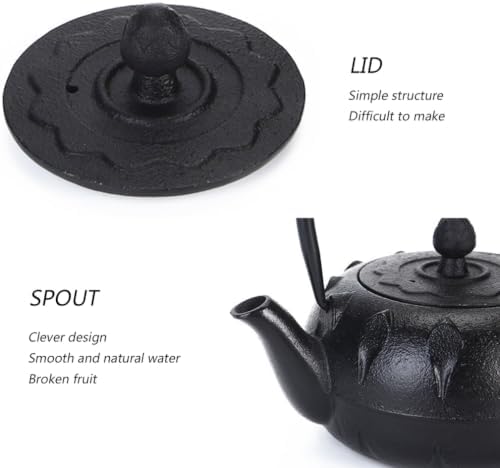 0.6L Japanese Style Anti Hot Handle Cast Iron Teapot Tetsubin with Stainless Steel Filter Tea Kettle Iron Tea Gift for Adult Father Mother Family - Image 5