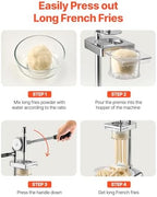 VEVOR Super long French Fry Squeezer, Commercial Fried Potato Strips Maker, Extra Long Japanese Style French Fries Maker with Pull-out Extruder, Manual Mashed Potato Extruder for Food Truck, Kitchen - Image 3