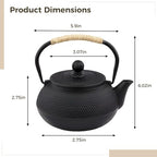 Cast Iron Teapot, 600 ml Japanese Tetsubin Tea Kettle with Infuser, Black Stovetop Tea Kettle with Rope Wrapped Handle, Traditional Style for Loose Leaf Tea and Daily Brewing - Image 2
