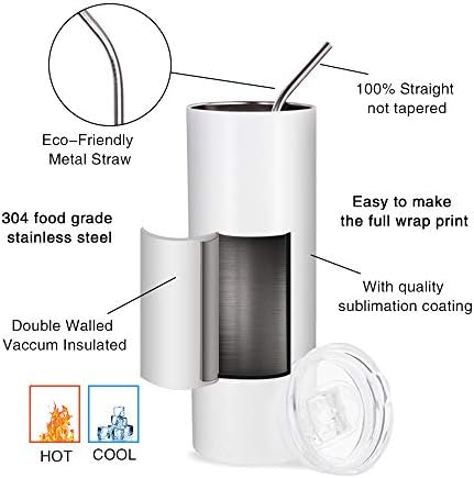 PYD Life 12 Pack Sublimation Tumblers Straight Skinny 20 OZ Bulk Wholesale - Image 2