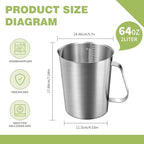 Stainless Steel Metal Measuring Cup w/Handle for Liquid,64&64oz - Image 2