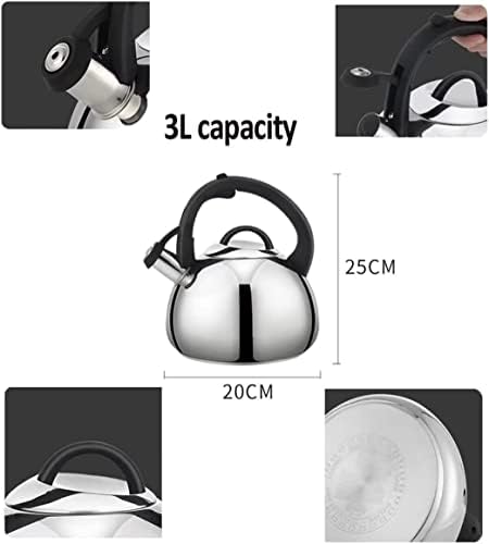 Tea Kettle Stovetop Stainless Steel Whistling Kettle 3L Hot Water Boiler Kettle Kitchen Stovetop Hot Kettle Tea Kettle Pour Over Kettle - Image 7