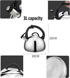 Tea Kettle Stovetop Stainless Steel Whistling Kettle 3L Hot Water Boiler Kettle Kitchen Stovetop Hot Kettle Tea Kettle Pour Over Kettle - Image 7