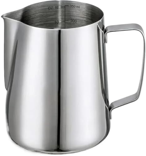Milk Frother Cup Stainless Steel Stainless Steel Scale Milk Frothing Cup 350/900ml Pitcher Coffee Latte Art Jug for Barista Home Making(900ML silver) by Unknown