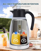 GiNT 74oz Large Thermal Coffee Carafe with Infuser–Insulated Tea Carafe, Removable Filter, Dishwasher-Safe|2.2L 10+ Cups,Wide Mouth,Dual Seal|Stainless Steel Beverage Server for Office&Events - Image 2