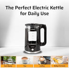 Epsilon 1.7L Glass Electric Kettle – Hot Water Tea Kettle with LED Light, Stainless Steel & Borosilicate Glass, Auto Shut-Off, BPA-Free Electric Teapot, 1100W Fast Boil, Cool Touch - Image 5