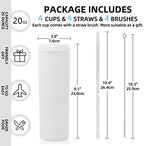 Volhoply 20oz Plastic Skinny Tumblers Bulk 4 Pack,Double Wall Tumbler with Lid and Straw,Reusable Travel Iced Coffee Mug,BPA Free Matte Acrylic Water Cups with Straw for Party,DIY Gifts(Mix, 4 Set) - Image 3