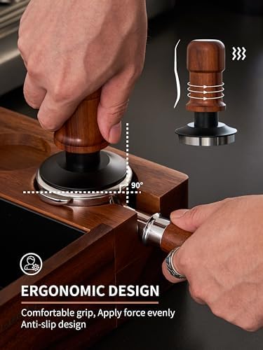 51mm Espresso Tamper, Premium Barista Coffee Tamper with Constant 30lb Calibrated Spring Loaded, Stainless Steel Base and Mahogany Handle. Fits for All 51mm Portafilters, Espresso Accessories - Image 2