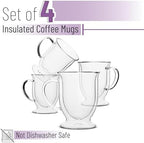 BTaT- Double Walled Glass Coffee Mugs, 12 oz, Set of 4, Glass Coffee Cups with Handle, Insulated Clear Coffee Mug for Hot and Cold Beverages, Cappuccino, Latte, Tea, Americano, Microwave Safe - Image 2