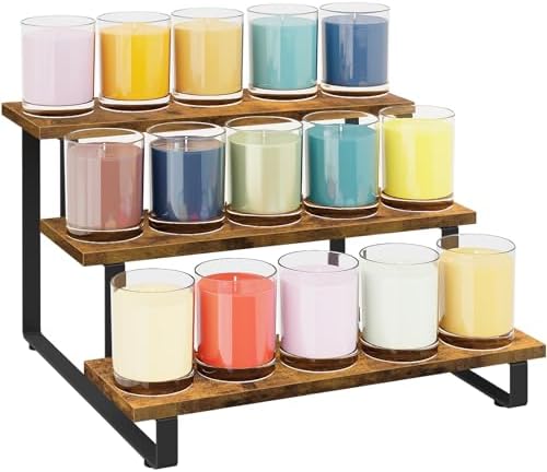 ELITEROO 3 Tier Wooden Display Rack, Portable Products Display Stand, 3 Step Straight Display Shelves for Retail Table Top, Counter Top, Craft Shows, Farmers Market, Tradeshows, Vendors by ELITEROO