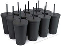 STRATA CUPS Classsic Black Tumblers with Lids (12 pack) - 16oz Colored Acrylic Cups with Lids and Straws | Double Wall Matte Plastic Bulk Tumblers With FREE Straw Cleaner! Customizable DIY Gifts by STRATACUPS
