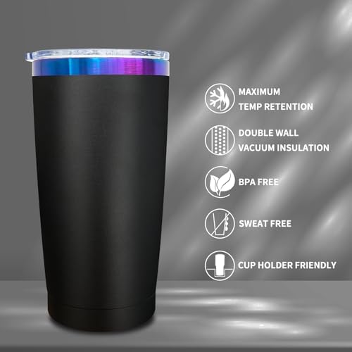 20 oz Tumbler Bulk Stainless Steel Tumblers with Lids and Straws Black - Image 3