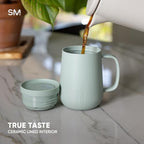 Simple Modern Voyager Signature Mug | Travel Coffee Tumbler with 360° Lid and Handle | Ceramic-Lined Insulated Stainless Steel Iced Cold Brew Cup | 12oz, Almond Birch - Image 4