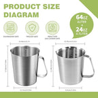Stainless Steel Metal Measuring Cup w/Handle for Liquid,64&24oz - Image 2