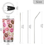 Sweet Donuts Insulated Tumbler Coffee Mug Double Wall Vacuum Travel Mug with Straw and Lid Stainless Steel 20 oz - Image 3