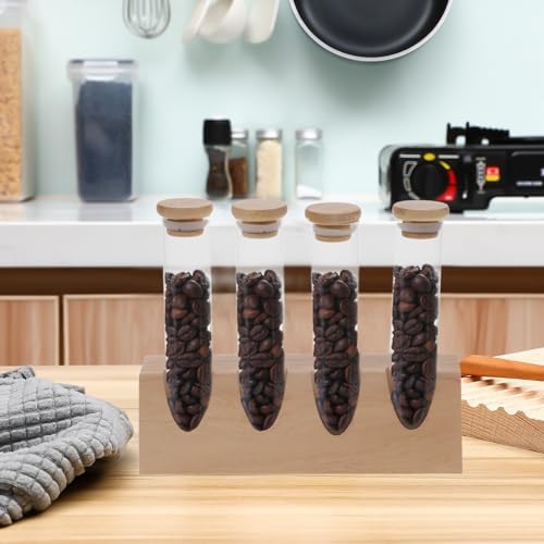 Hemobllo Coffee Bean Glass Jar with Wood Stand 70ml for Kitchen Storage - Image 4