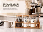 KKC HOME ACCENTS Acacia Wood Glass Coffee Canister Set with Scoop & Tweezer - Image 2
