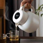 Household Thermal Teapot for Keeping Hot,Thermal Coffee Carafe Double Wall Stainless Steel Vacuum Flask with Detachable Tea Strainer, Tea Infuser(White,1.5L) - Image 2