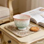 Ceramic Tea/Coffee Cup Set - Retro Crystal Glaze Espresso Cups, 3 oz, Hand-Painted, Suitable for Afternoon Tea or Coffee, Unisex Birthday Gift, Pink and Green Gradient(Gradient Stemmed Glass) - Image 3