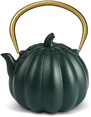 VICSKY Pumpkin Cast Iron Teapot - Small Halloween Tea Kettle Stovetop Safe by VICSKY