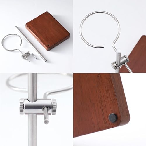 Dripper Stand Espresso Machine Stand Wooden Base Stainless Steel Adjustable - Image 2