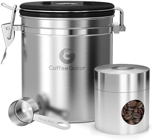 Coffee Gator Coffee Canister, 16oz Airtight Containers & Travel Jar by CoffeeGator