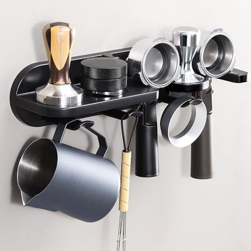 Buachois Coffee Station Organizer Wall Mount, Coffee Distributor Tamper 58mm Portafilter Storage Shelf Rack Accessories Holder for Bar Home Kitchen Office - Image 6