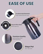 GiNT 51Oz Stainless Steel Thermal Coffee Carafe with Lid/Double Walled Vacuum Thermal Carafe / 12 Hour Heat Retention (Purple, 1.5L) - Image 3
