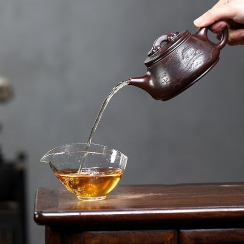 Tea Kettle Creative Hand-carved Red Sand Dragon And Tiger Leaping Stone Scoop Teapot For Home Use Ceramic Tea Infuser - Image 7
