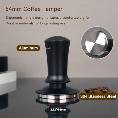 54mm Espresso Tamper Set Espresso Accessories Kit with Adjustable Spring-Loaded Tamper, Stainless Steel WDT Tool and Magnetic Dosing Funnel for 54 mm Portafilters - Image 2