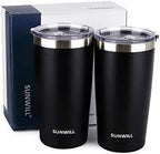 SUNWILL Travel Coffee Mug with Lid, 20 oz Tumbler Set of 2, Insulated Stainless Steel Cup for Water, Tea, Ice, Powder Coated Black 2 pack - Image 5