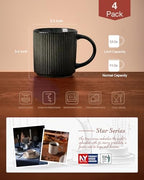 famiware Coffee Mug Set of 4, Star 12 oz Ceramic Mugs Cups Set with Handle - Image 4