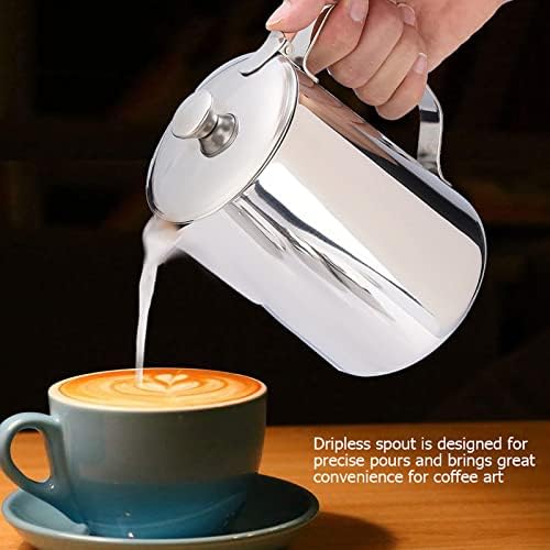 1500ml Milk Frothing Pitcher, Stainless Steel Steaming Cup with Lid - Image 5