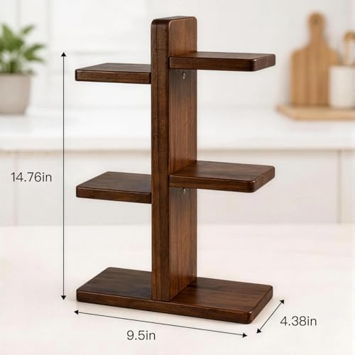 Wooden 3-Tier Countertop Coffee Mug Holder, Coffee Mug Display for Kitchen, Home & Café, Suitable for Storing Cups, Tea Cups & Small Items - Image 2