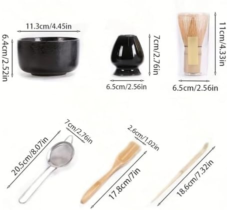6pcs/Set Bamboo Matcha Set, Including Bowl, Tea Puller, Spoon, Whisk Stand, Strainer, Ceremony(H-02) - Image 3