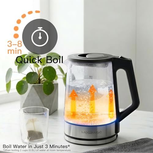 MEGAWISE Electric Glass Kettle 2L Temp Control Keep Warm - Image 2