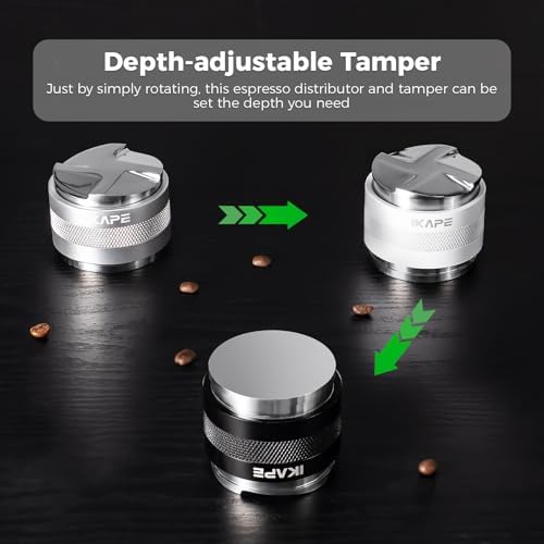 IKAPE Coffee Products, 53mm Coffee Distributor & Hand Tamper, Adjustable Depth Espresso Distributor Fits All 53mm Espresso Portafilter, Compatible with 54MM Breville Bottomless Portafilter (White) - Image 4