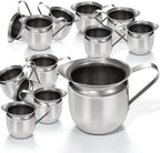 Fit Meal Prep [12 Pack] 8 oz Creamer Pitcher - Stainless Steel Bell Creamers, Mini Cup Container for Serving Milk, Coffee Cream, Salad Dressing, Maple Syrup, Espresso Machine for Restaurant, Cafes by FMPBRANDS