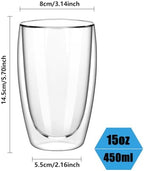 Set of 4 Double Wall Glass Coffee Mugs (15oz) - Insulated Clear Borosilicate Glass Cups for Latte, Cappuccino, Tea, and Espresso - Heat Resistant Glassware Gift for Christmas & Birthday - Image 3