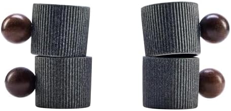 Ceramic Mini Espresso Cups Demitasse Cups with Round Wooden Handle Vertical Stripes Tea Cups (gray, 4pcs) by CLASGLAZ