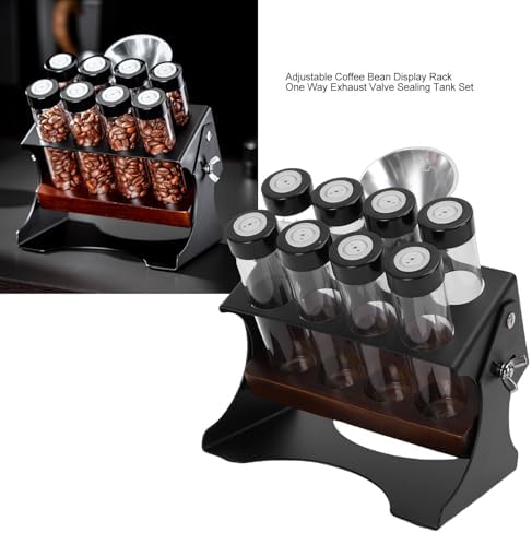 banapoy Single Dose Coffee Bean Storage Tubes and Stand, Adjustable Large Tempered Glass Sealing Coffee Bean Cellars with Adjustable Display Rack and - Image 2