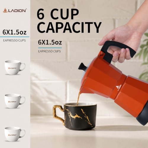 LAOION 6 or 3 Cup Electric Moka Pot, Cafeteras Electricas Modernas-Orange - Image 2