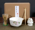 Gradient Traditional Matcha Gift Set, Natural Bamboo Whisk and Scoop, Ceramic Bowl, Whisk Holder, Japanese Tea Set, 2-7 Pieces by POWLAB