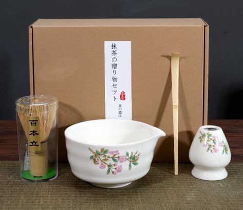 Gradient Traditional Matcha Gift Set, Natural Bamboo Whisk and Scoop, Ceramic Bowl, Whisk Holder, Japanese Tea Set, 2-7 Pieces by POWLAB