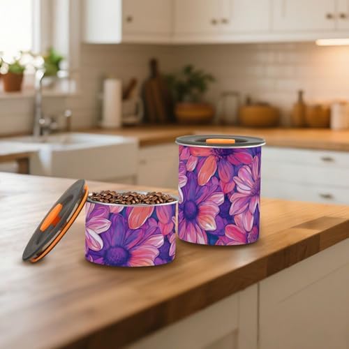 Peru Cantuta Beauty Flowers Designed Food Containers With Lids Stainless Steel Kitchen And Pantry Organization Stackable Push Button Food Storage Canisters - Image 7